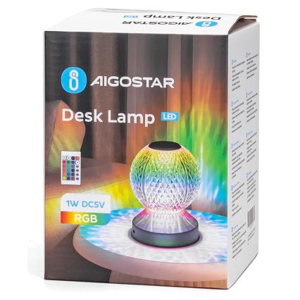 Lampă LED RGB reîncărcabilă dimabilă de masă Aigostar LED/1W/5V 1800mAh 13,5 cm + telecomandă