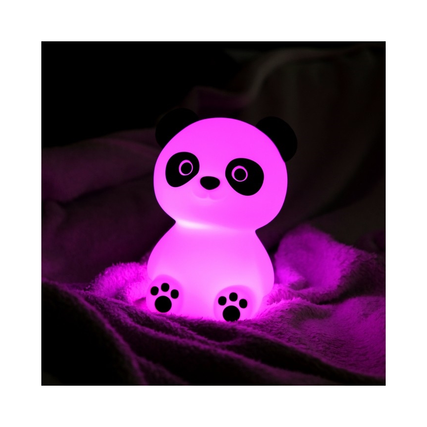 Lampă LED RGB tactilă reîncărcabilă dimabilă pentru copii MegaLight PADDY PANDA LED/5V