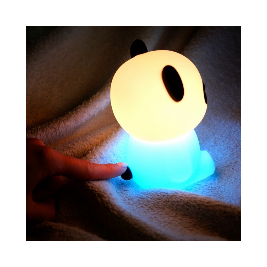 Lampă LED RGB tactilă reîncărcabilă dimabilă pentru copii MegaLight PADDY PANDA LED/5V