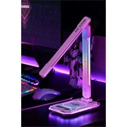 Lampă LED RGB tactilă reîncărcabilă dimabilă de masă cu funcție de încărcare fără fir LED/7,5W/5V 2700-5300K alb