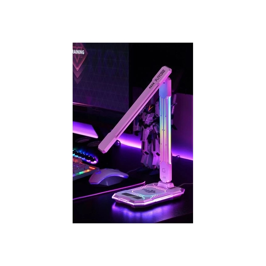 Lampă LED RGB tactilă reîncărcabilă dimabilă de masă cu funcție de încărcare fără fir LED/7,5W/5V 2700-5300K alb