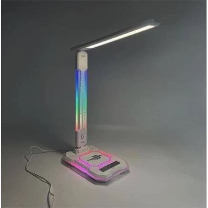 Lampă LED RGB tactilă reîncărcabilă dimabilă de masă cu funcție de încărcare fără fir LED/7,5W/5V 2700-5300K alb