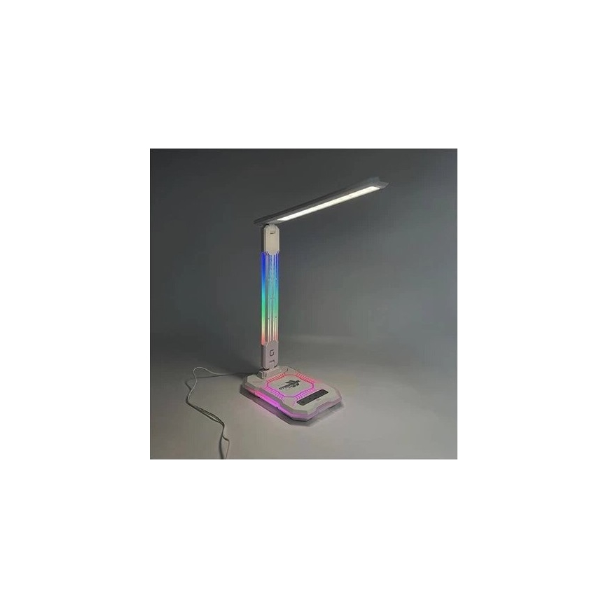 Lampă LED RGB tactilă reîncărcabilă dimabilă de masă cu funcție de încărcare fără fir LED/7,5W/5V 2700-5300K alb