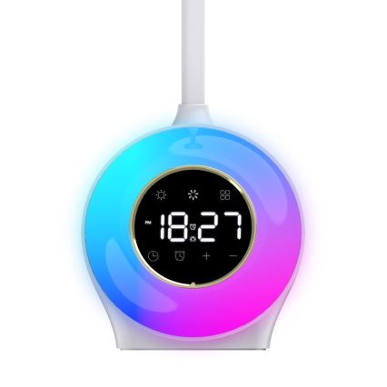 Lampă LED RGBW dimabilă de masă cu ceas deșteptător FALCON LED/10W/12V