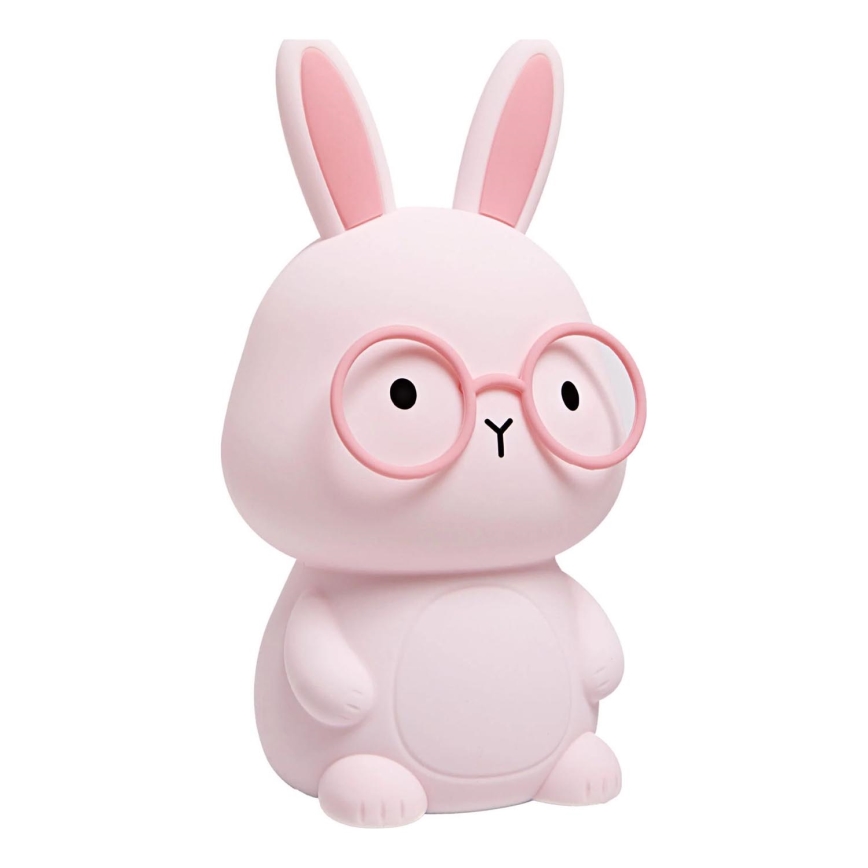 Lampă LED RGBW reglabilă pentru copii, cu senzor tactil FLORKA LED/1W/5V USB 1200 mAh, iepuraș roz