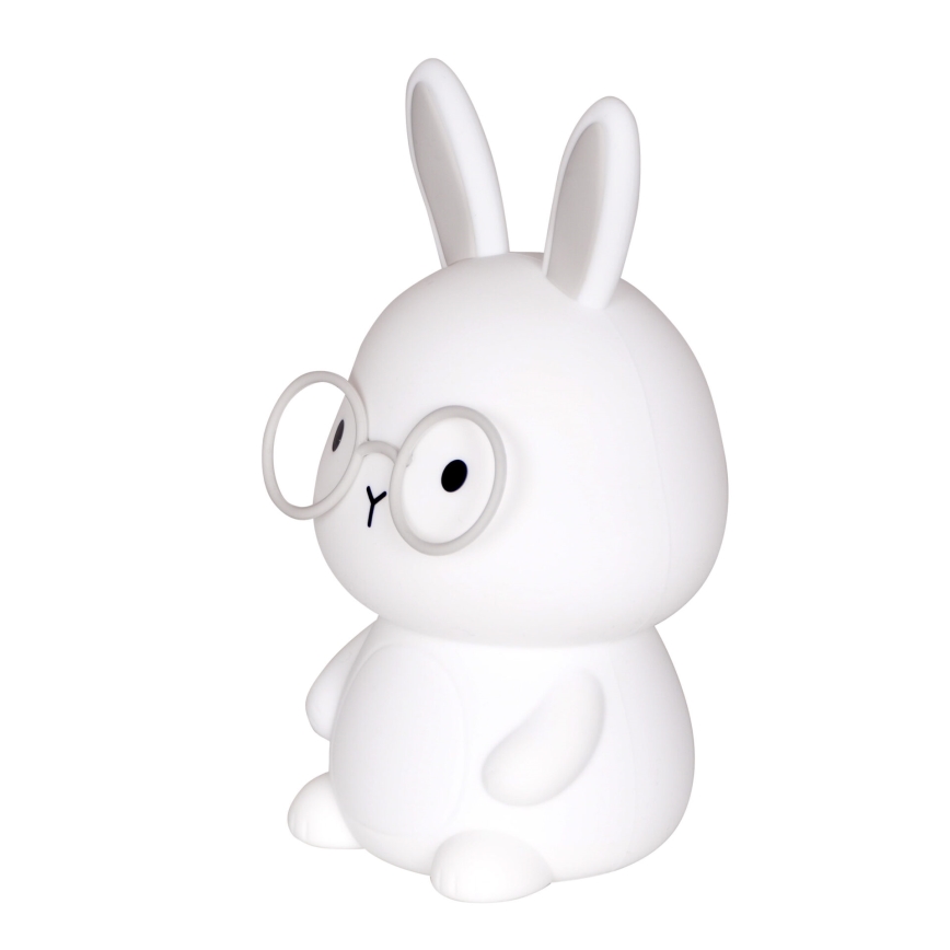 Lampă LED RGBW tactilă dimabilă pentru copii FLORKA LED/1W/5V USB 1200 mAh iepuraș alb/gri
