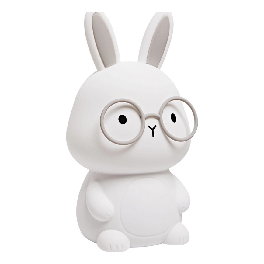 Lampă LED RGBW tactilă dimabilă pentru copii FLORKA LED/1W/5V USB 1200 mAh iepuraș alb/gri