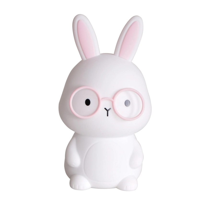 Lampă LED RGBW tactilă dimabilă pentru copii FLORKA LED/1W/5V USB 1200 mAh alb/roz iepuraș