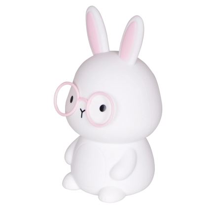 Lampă LED RGBW tactilă dimabilă pentru copii FLORKA LED/1W/5V USB 1200 mAh alb/roz iepuraș