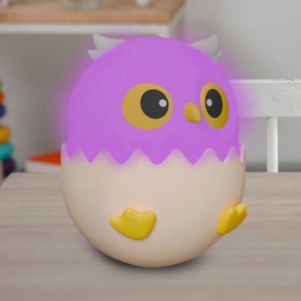 Lampă LED RGBW tactilă dimabilă pentru copii LED/1W/5V USB 1200 mAh roz bufniță