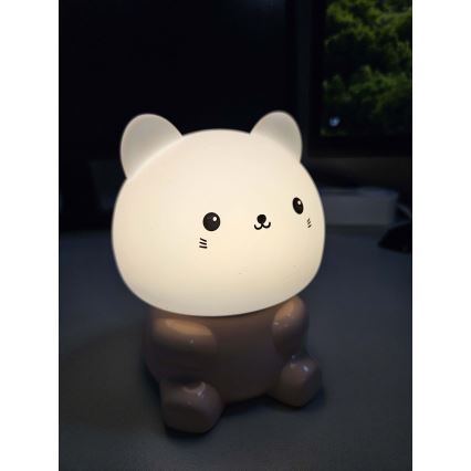 Lampă LED RGBW tactilă pentru copii LED/1W/5V USB 1200 mAh pisică