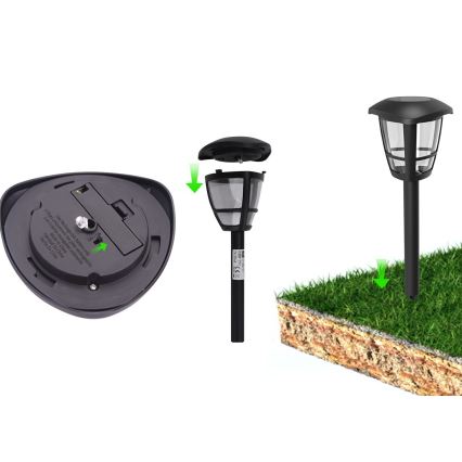 Lampă LED solară Aigostar LED/0,06W/2V 33,8 cm 6500K IP44 negru