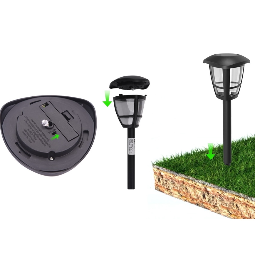 Lampă LED solară Aigostar LED/0,06W/2V 33,8 cm 6500K IP44 negru