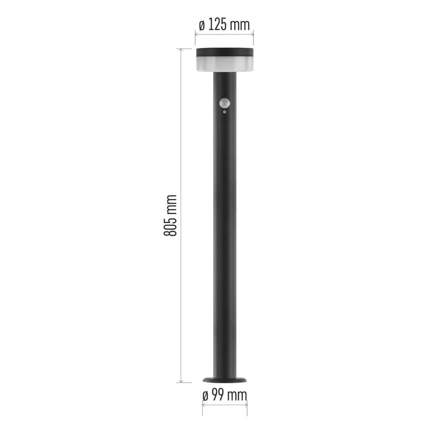 Lampă LED solară cu senzor LED/2W/3,7V 1200 mAh IP44 80 cm