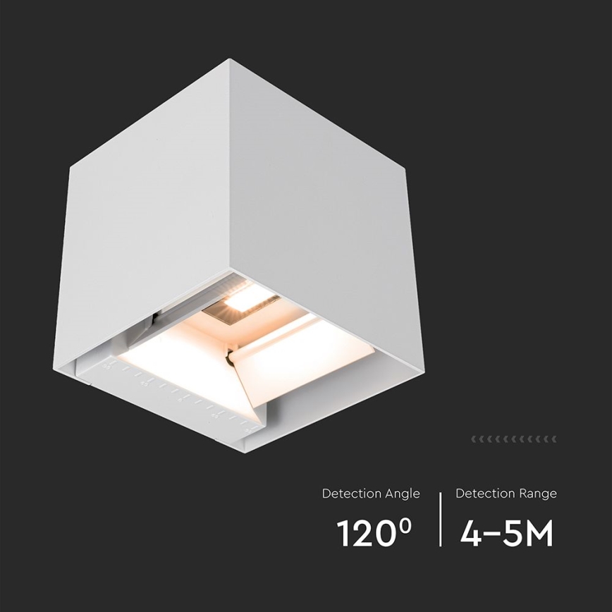 Lampă de perete solară LED cu senzor, 9W, 5V, 3000/4000/5000K, IP65, acumulator 2600 mAh, alb
