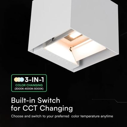 Lampă de perete solară LED cu senzor 9W/3,7V 3000/4000/5000K IP65 2600 mAh albă