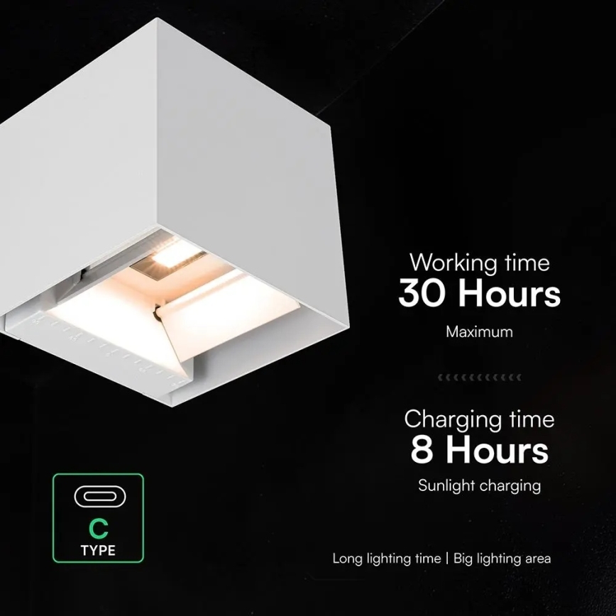 Lampă de perete solară LED cu senzor 9W/3,7V 3000/4000/5000K IP65 2600 mAh albă