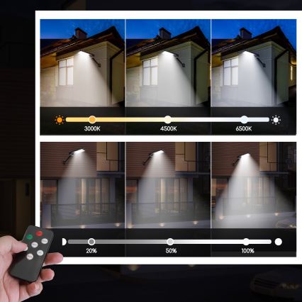 Lampă LED solară dimabilă cu senzor Aigostar LED/2,3W/5,5V IP65 1800 mAh + telecomandă