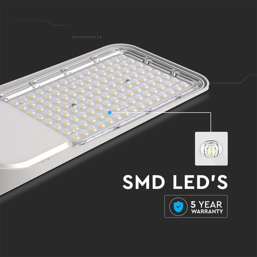 Lampă LED stradală cu senzor crepuscular SAMSUNG CHIP LED/100W/230V 6500K IP65 gri