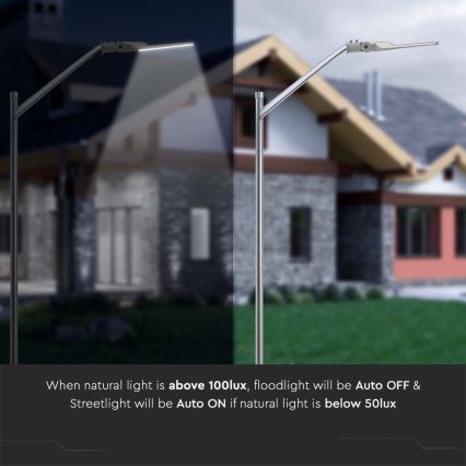 Lampă LED stradală cu senzor crepuscular SAMSUNG CHIP LED/100W/230V 6500K IP65 gri