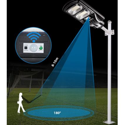 Lampă LED stradală solară dimabilă cu senzor LED/120W/6V 6500K IP65 negru + telecomandă