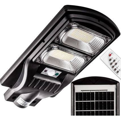 Lampă LED stradală solară dimabilă cu senzor LED/120W/6V 6500K IP65 negru + telecomandă