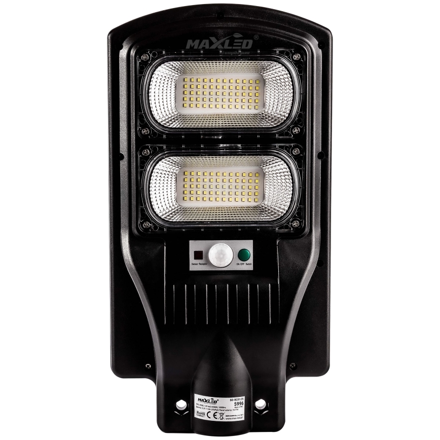 Lampă LED stradală solară dimabilă cu senzor LED/120W/6V 6500K IP65 negru + telecomandă