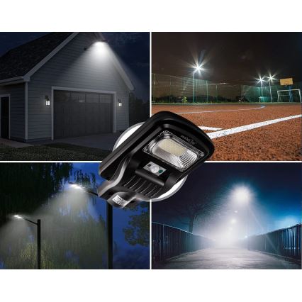 Lampă LED stradală solară dimabilă cu senzor LED/150W/6V 6500K IP65 negru + telecomandă