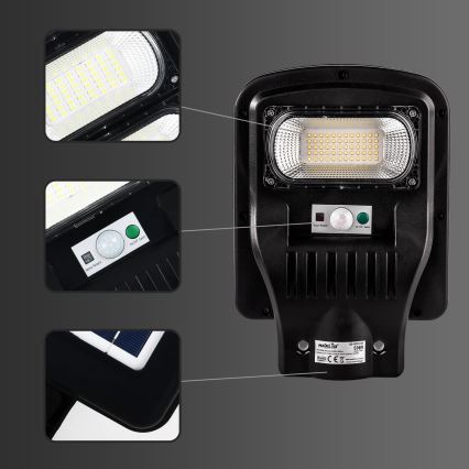 Lampă LED stradală solară dimabilă cu senzor LED/150W/6V 6500K IP65 negru + telecomandă