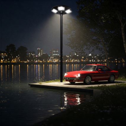 Lampă LED stradală solară dimabilă cu senzor LED/22W/6V 18000 mAh 6500K IP65 negru + telecomandă