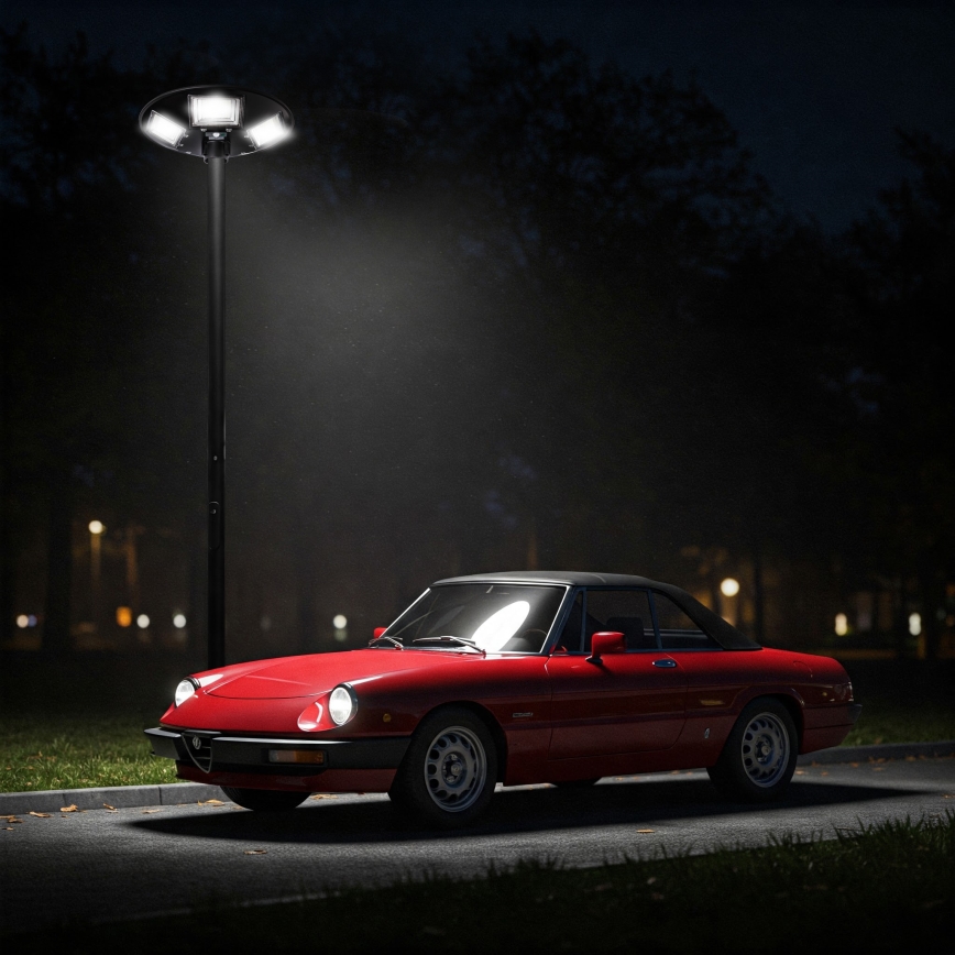 Lampă LED stradală solară dimabilă cu senzor LED/22W/6V 18000 mAh 6500K IP65 negru + telecomandă