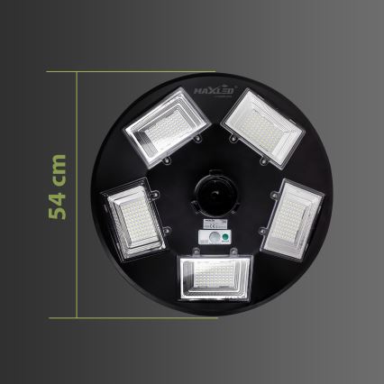 Lampă LED stradală solară dimabilă cu senzor LED/22W/6V 18000 mAh 6500K IP65 negru + telecomandă