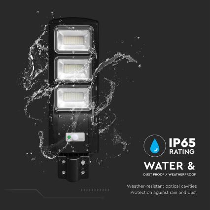 Lampă LED stradală solară cu senzor de mișcare și crepuscular LED/12W/3,2V 6000K IP65 10000 mAh negru + telecomandă