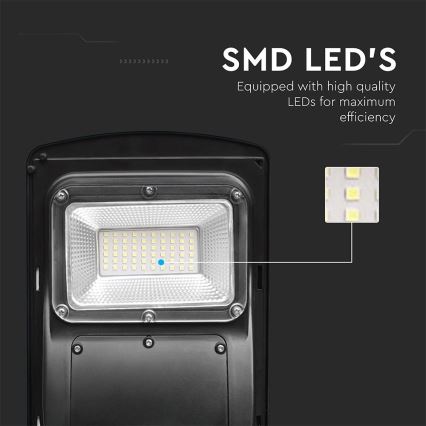 Lampă LED stradală solară cu senzor de mișcare și crepuscular LED/6W/3,2V 6000K IP65 5000 mAh negru + telecomandă