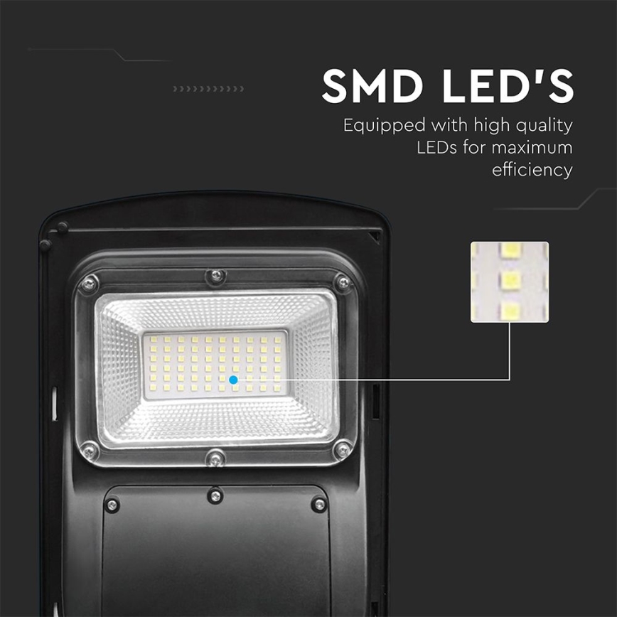 Lampă LED stradală solară cu senzor de mișcare și crepuscular LED/6W/3,2V 6000K IP65 5000 mAh negru + telecomandă