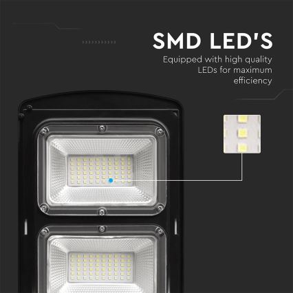 Lampă LED stradală solară cu senzor de mișcare și crepuscular LED/8W/3,2V 6000K IP65 9000 mAh negru + telecomandă