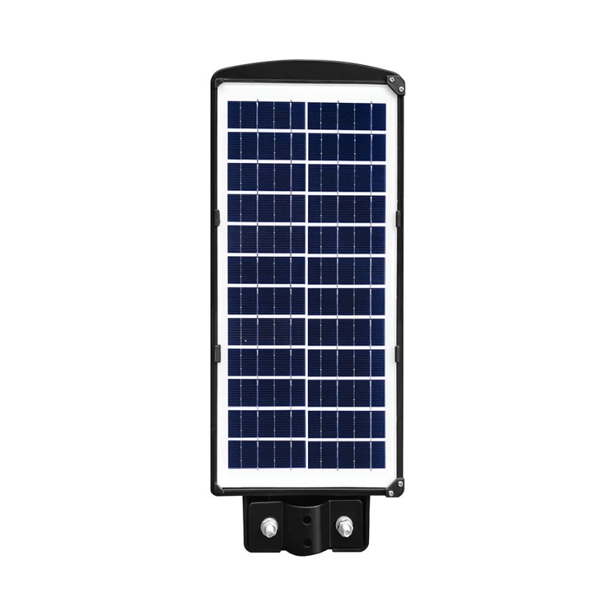 Lampă LED stradală solară cu senzor de mișcare și crepuscular LED/8W/3,2V 6000K IP65 9000 mAh negru + telecomandă