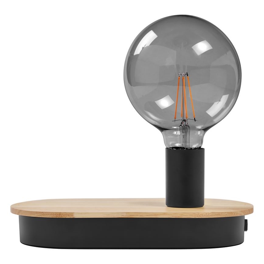 Lampă LED tactilă de masă cu conector USB Ledvance DECOR WOOD 1xE27/8W/230V