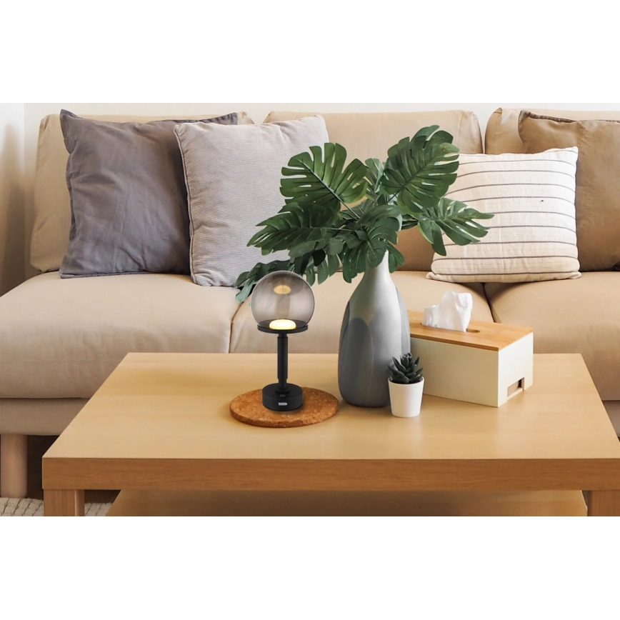 Lampă LED tactilă reîncărcabilă dimabilă de masă LED/2,5W/5V 1800mAh 2700/4000/6500K negru