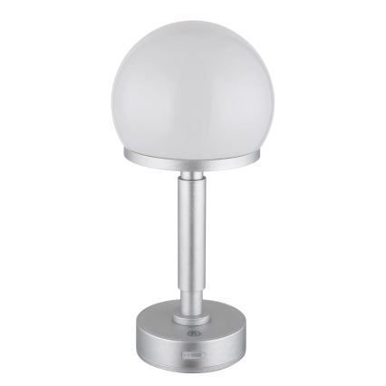 Lampă LED tactilă reîncărcabilă dimabilă de masă Globo LED/2,5W/5V 1800mAh 2800K argintiu
