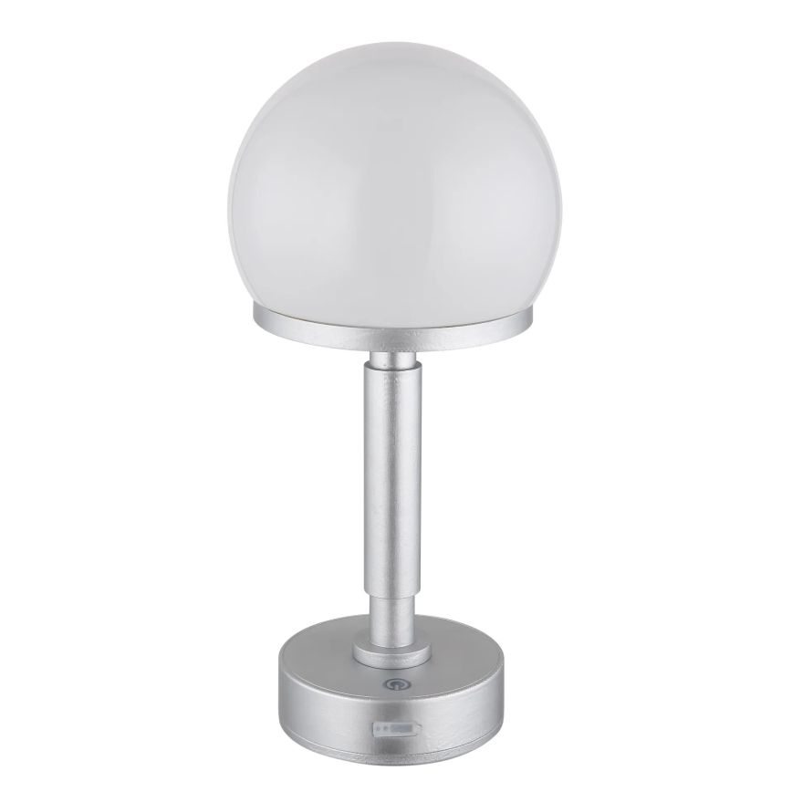 Lampă LED tactilă reîncărcabilă dimabilă de masă Globo LED/2,5W/5V 1800mAh 2800K argintiu