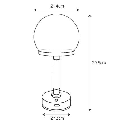 Lampă LED tactilă reîncărcabilă dimabilă de masă Globo LED/2,5W/5V 1800mAh 2800K argintiu
