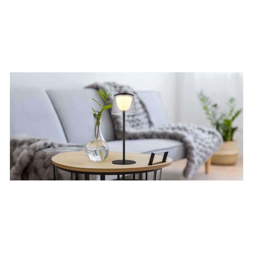 Lampă LED tactilă dimabilă de masă de exterior LED/1,8W/5V IP44 1800 mAh negru/fumuriu