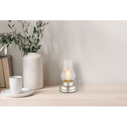 Lampă LED tactilă reîncărcabilă dimabilă de masă Globo LED/1W/3,7V 1200 mAh crom mat