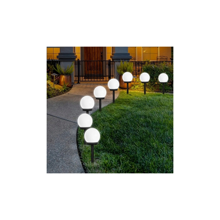 Lampă solară cu LED, 1,2 V, 6500 K, 200 mAh, diametru 10 cm, IP44, alb/negru