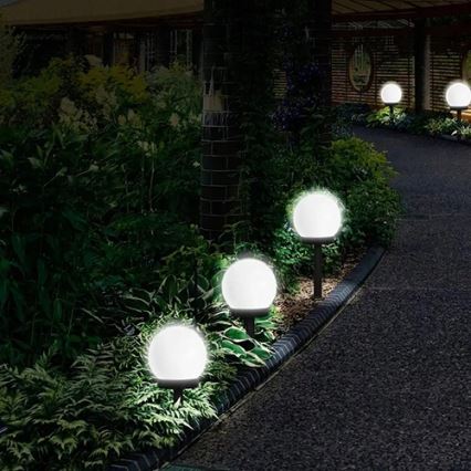 Lampă solară cu LED, 1,2 V, 6500 K, 200 mAh, diametru 10 cm, IP44, alb/negru