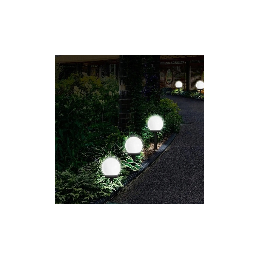 Lampă solară cu LED, 1,2 V, 6500 K, 200 mAh, diametru 10 cm, IP44, alb/negru