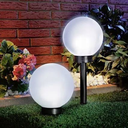 Lampă solară cu LED, 1,2 V, 6500 K, 200 mAh, diametru 10 cm, IP44, alb/negru