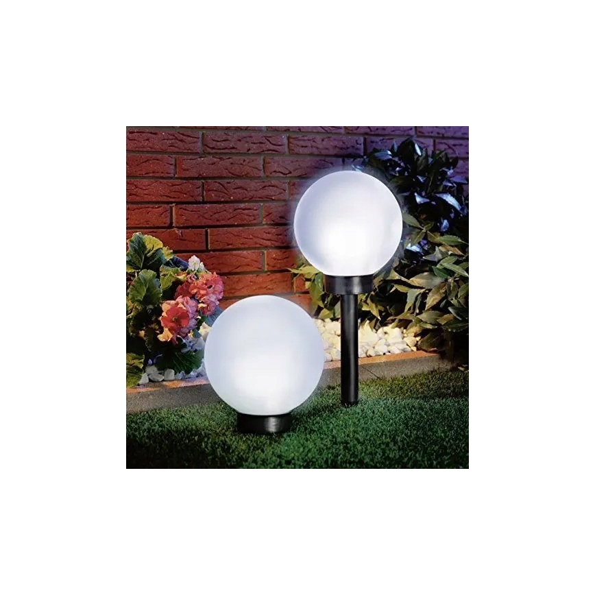 Lampă solară cu LED, 1,2 V, 6500 K, 200 mAh, diametru 10 cm, IP44, alb/negru