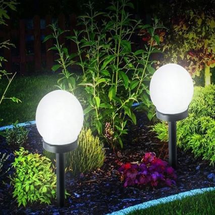 Lampă solară cu LED, 1,2 V, 6500 K, 200 mAh, diametru 10 cm, IP44, alb/negru